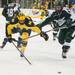 Wolverines center Cristoval Nieves trips as he skates the puck done the ice against Michigan State's Right Defensemen Matt Grassi during the first period of their game at Yost Ice Arena Friday Feb. 1st.
Courtney Sacco I AnnArbor.com 